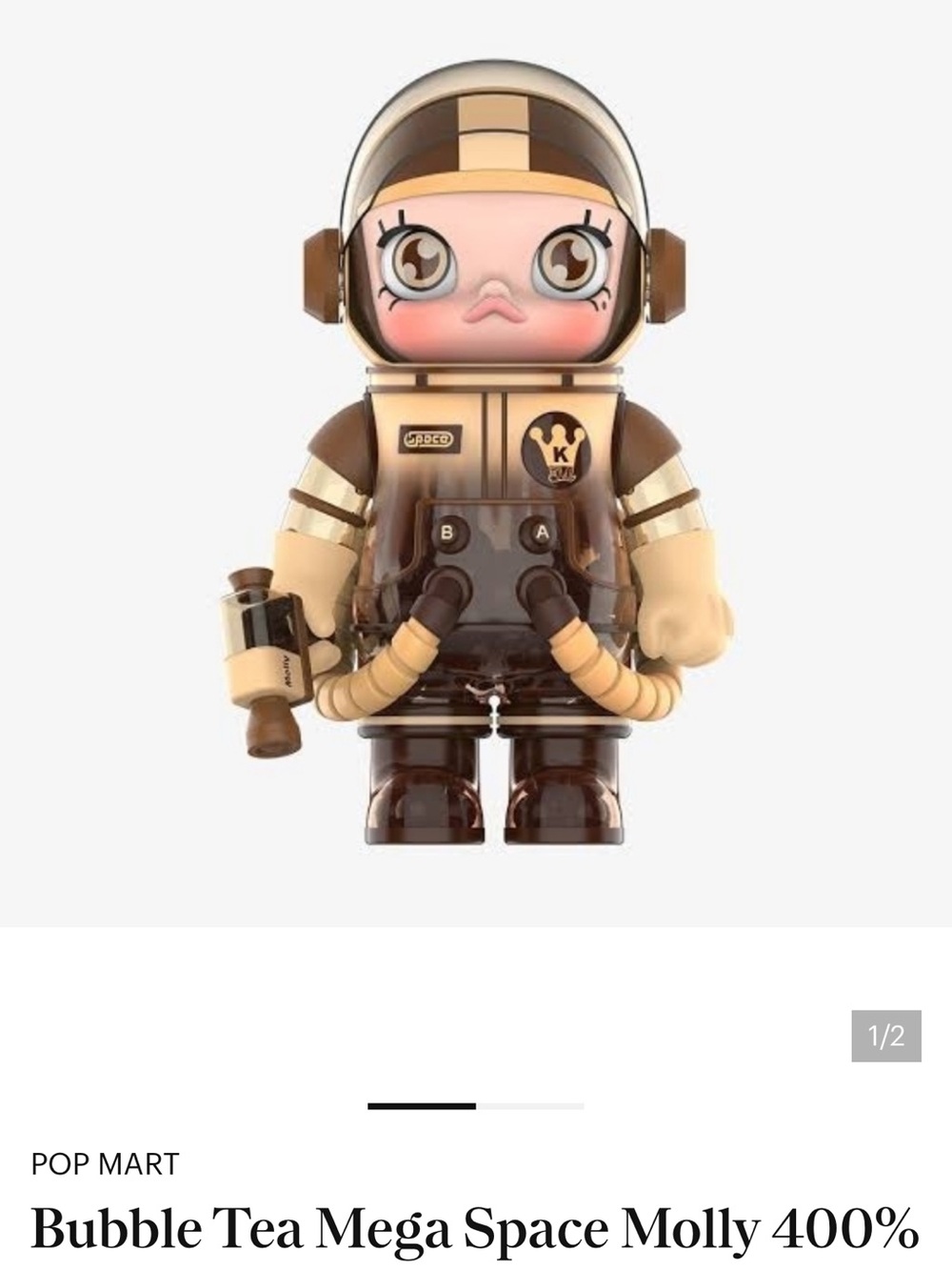 Mega Space Molly 400% Bubble Tea- Brown and Cream Collectible. Open box. - Picture 2 of 4